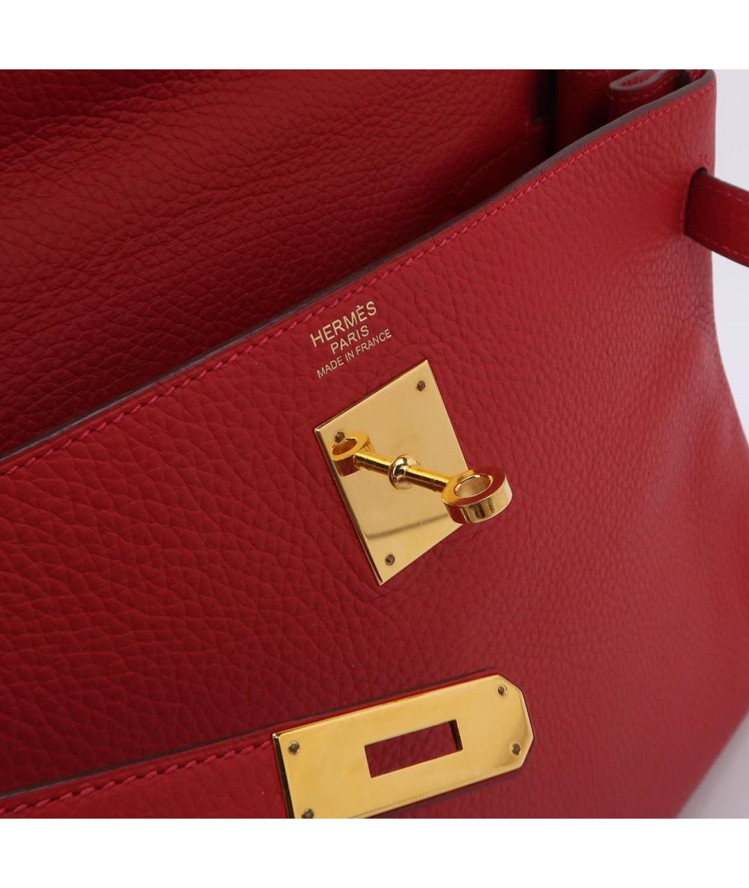 HERMES Красная кожаная сумка с короткими ручками, фото 7