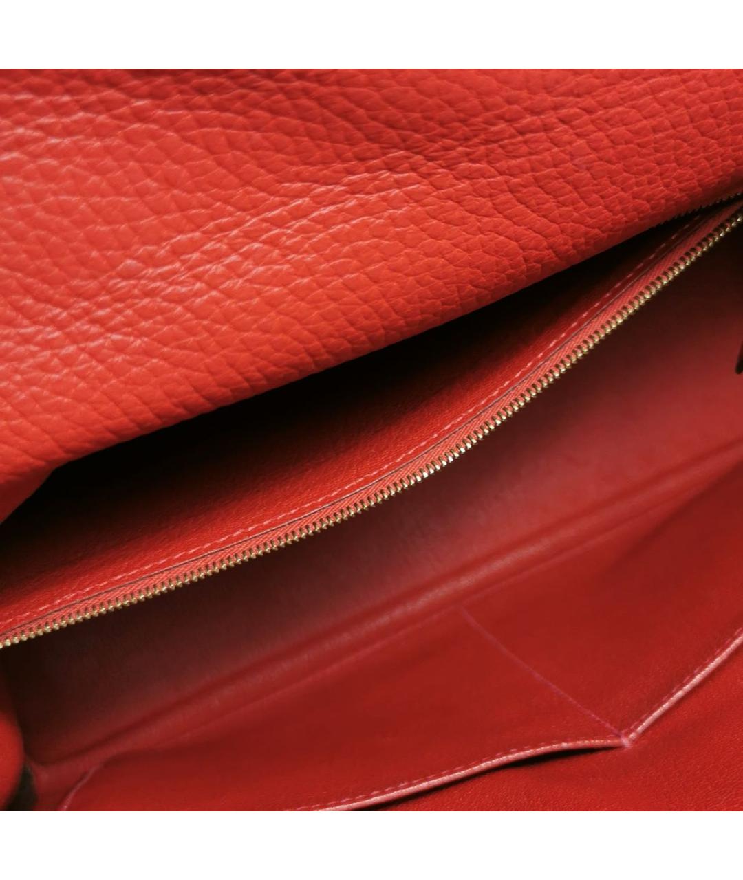 HERMES Красная кожаная сумка с короткими ручками, фото 8