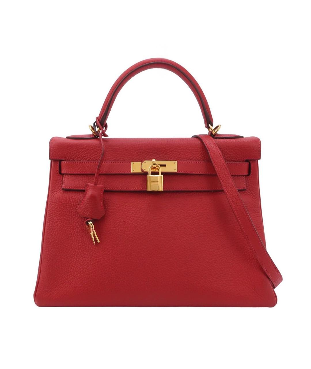 HERMES Красная кожаная сумка с короткими ручками, фото 9