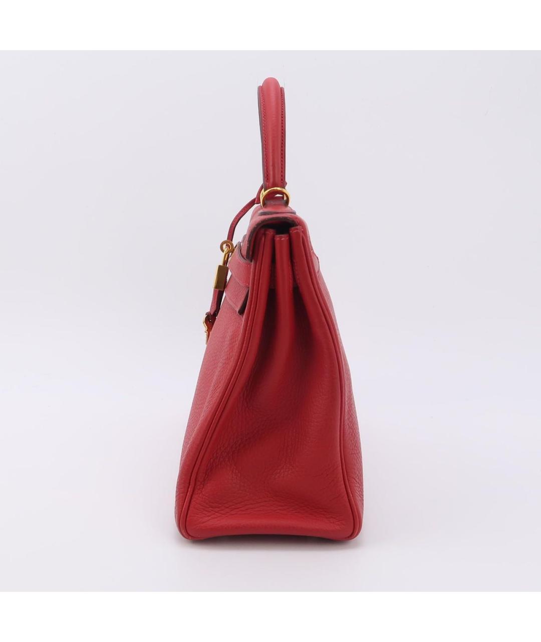 HERMES Красная кожаная сумка с короткими ручками, фото 2