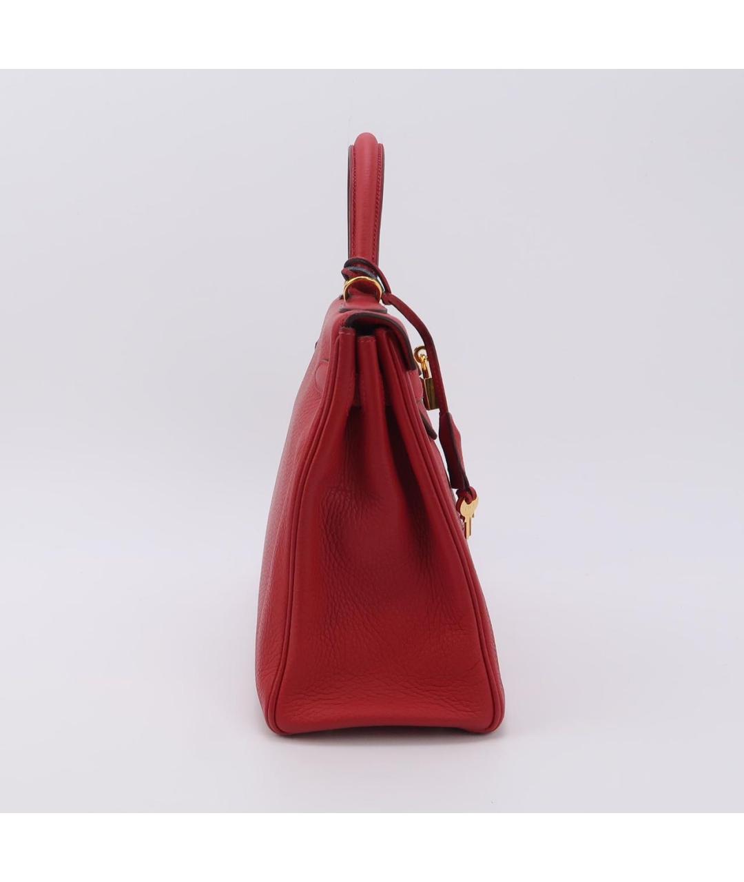 HERMES Красная кожаная сумка с короткими ручками, фото 3