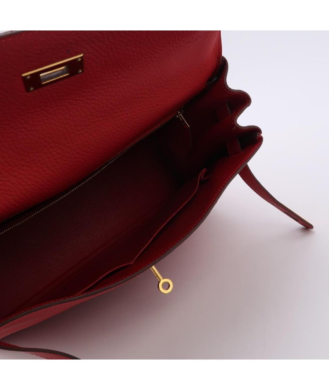 HERMES Красная кожаная сумка с короткими ручками, фото 6