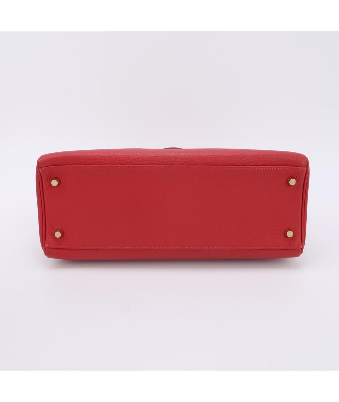 HERMES Красная кожаная сумка с короткими ручками, фото 5