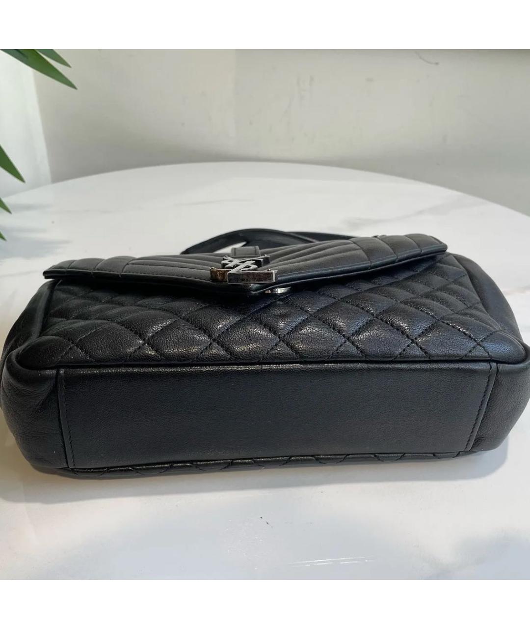 SAINT LAURENT Черная кожаная сумка через плечо, фото 3