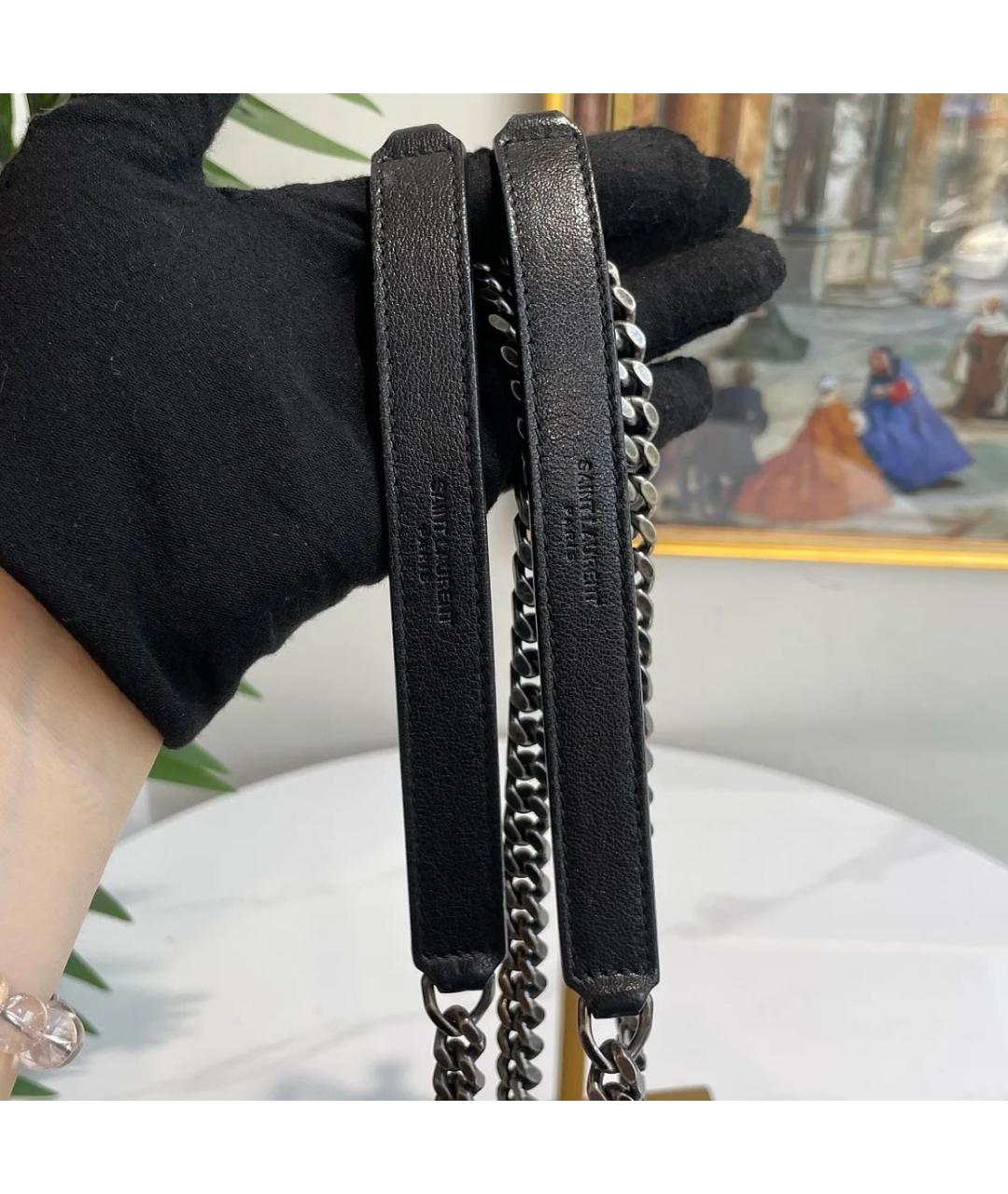 SAINT LAURENT Черная кожаная сумка через плечо, фото 7