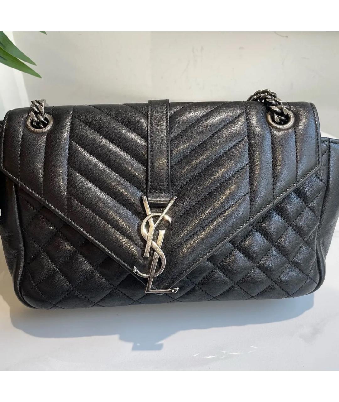SAINT LAURENT Черная кожаная сумка через плечо, фото 5