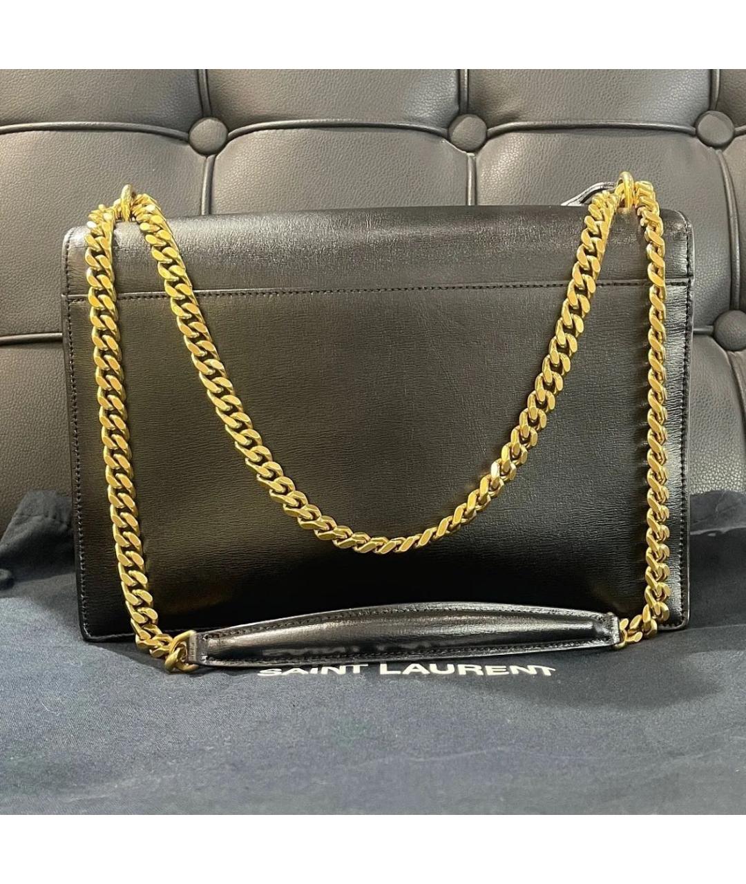 SAINT LAURENT Черная кожаная сумка через плечо, фото 2
