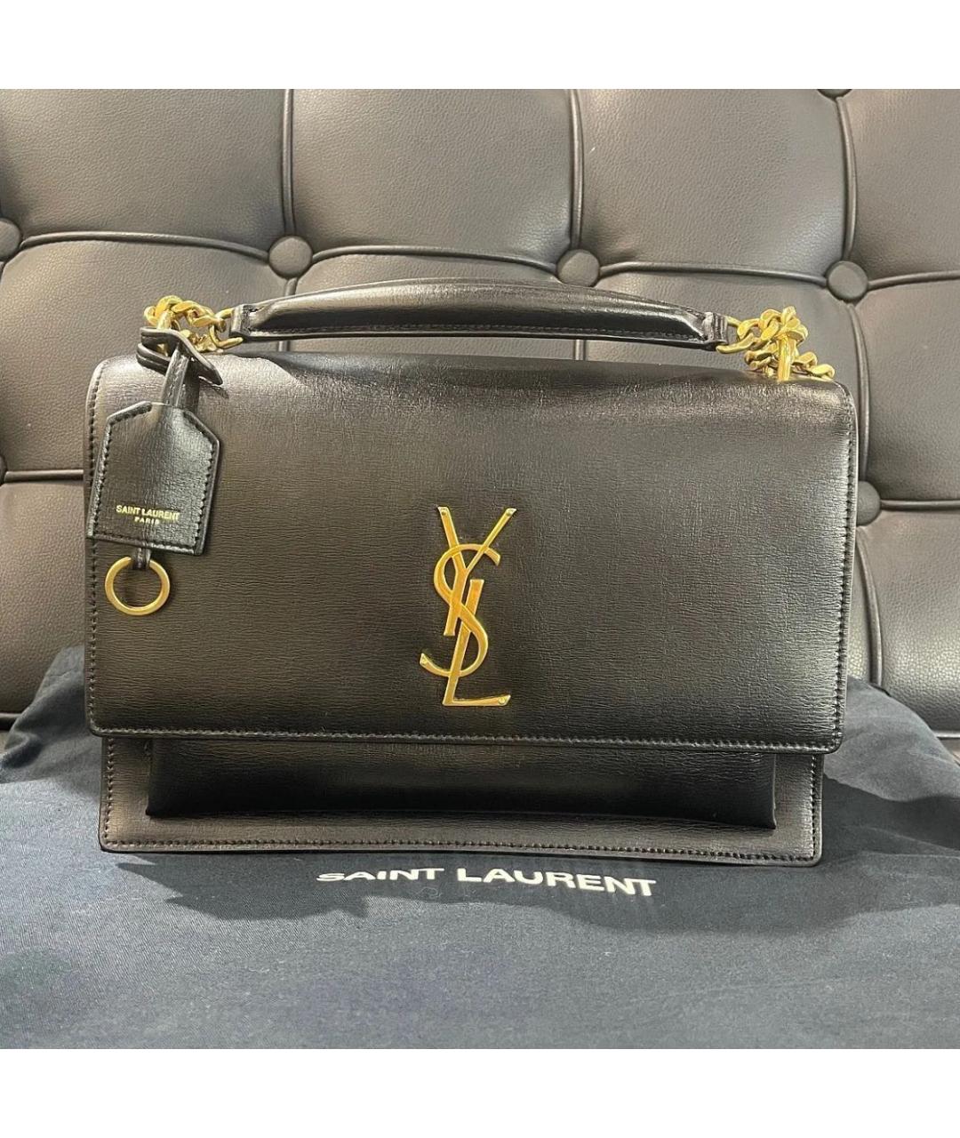 SAINT LAURENT Черная кожаная сумка через плечо, фото 8