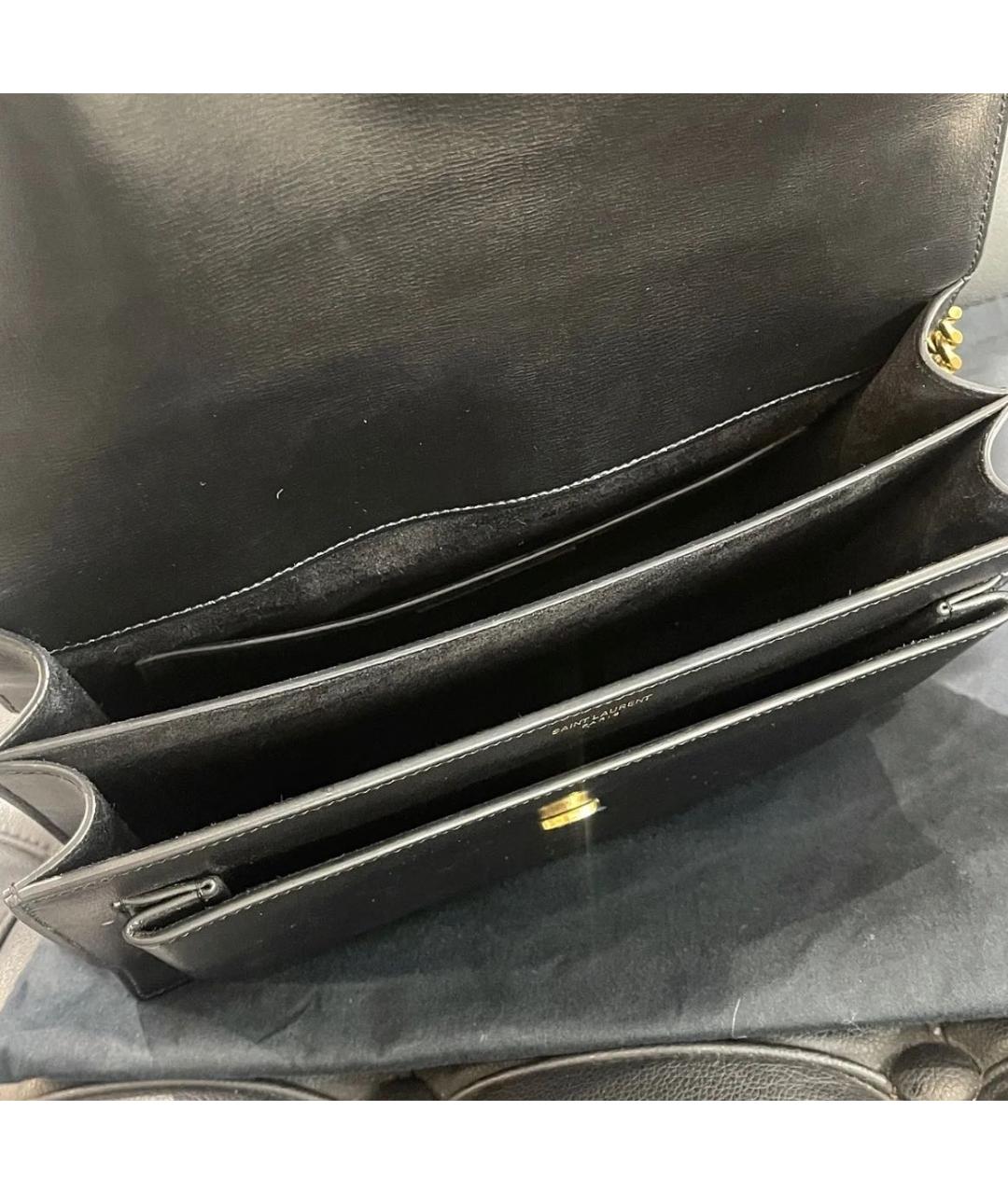 SAINT LAURENT Черная кожаная сумка через плечо, фото 5