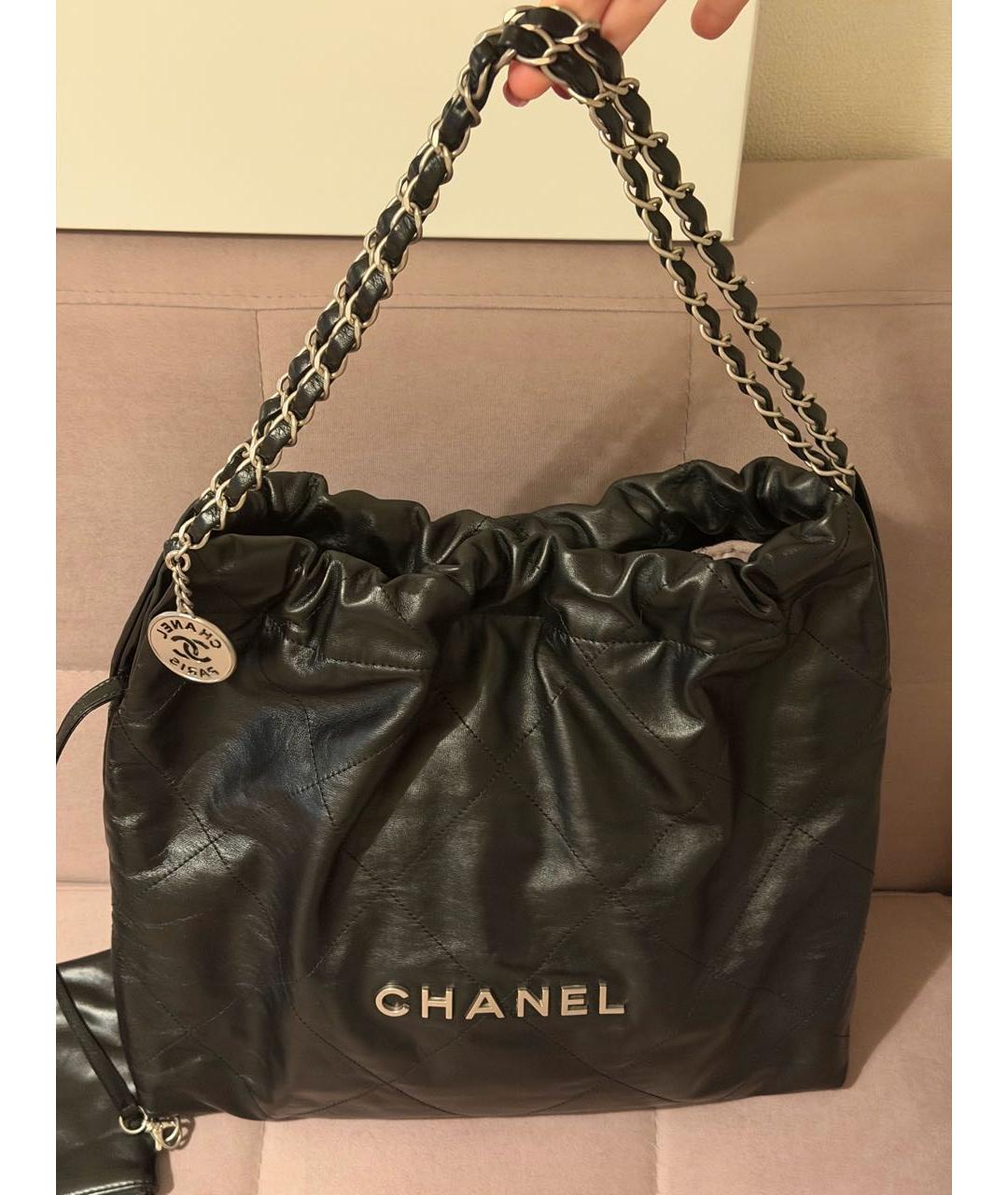 CHANEL Черная кожаная сумка тоут, фото 2