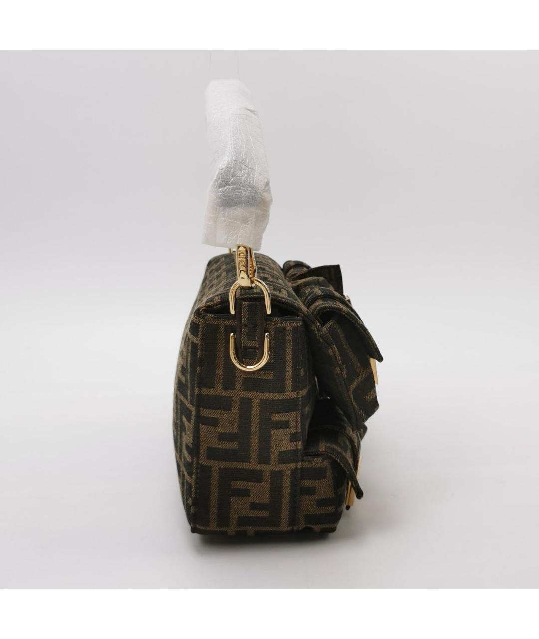 FENDI Коричневая жаккардовая сумка через плечо, фото 3