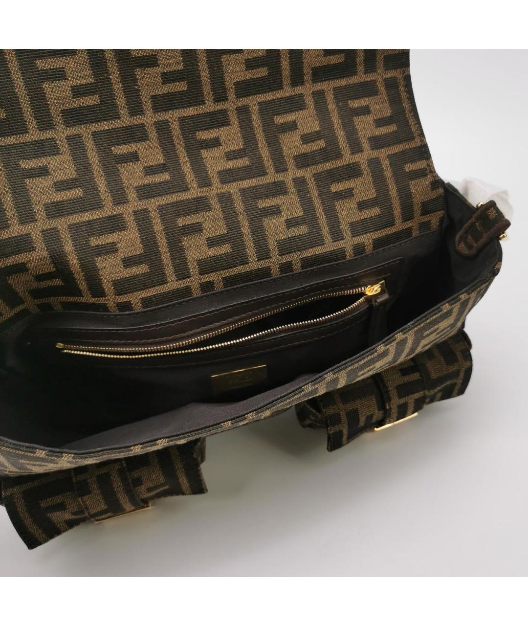 FENDI Коричневая жаккардовая сумка через плечо, фото 6