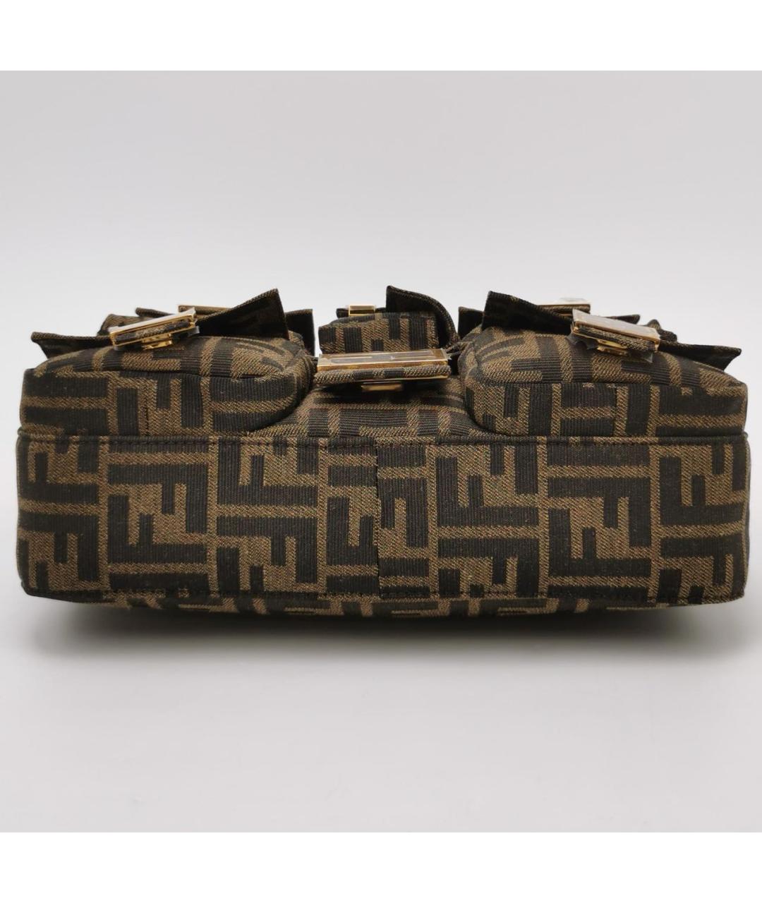 FENDI Коричневая жаккардовая сумка через плечо, фото 5