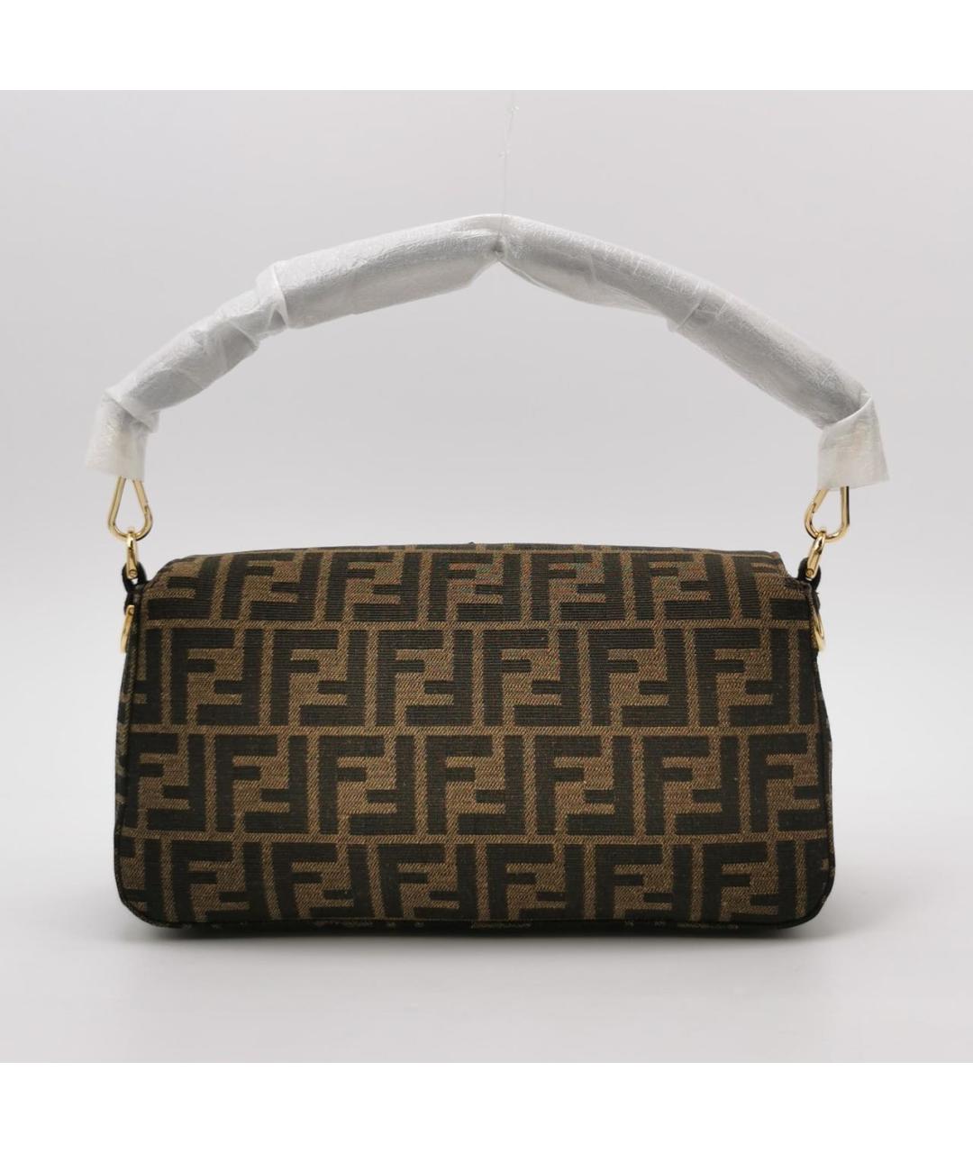 FENDI Коричневая жаккардовая сумка через плечо, фото 4