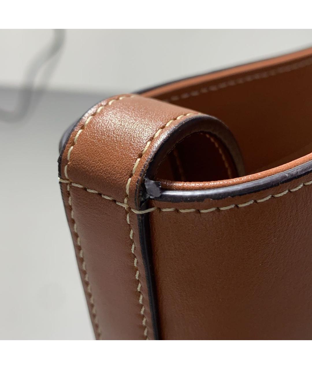 CELINE Коричневая кожаная сумка с короткими ручками, фото 6