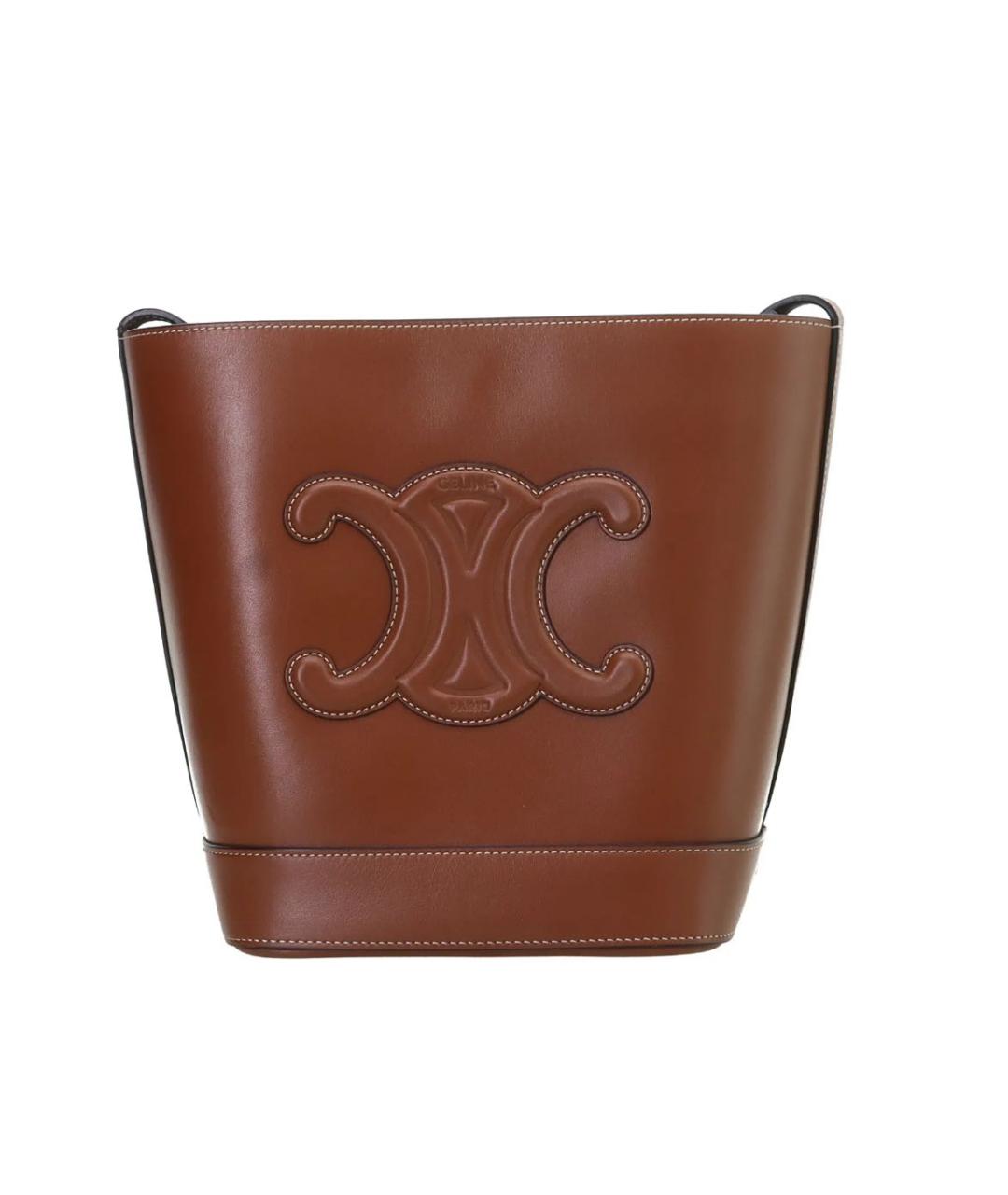 CELINE Коричневая кожаная сумка с короткими ручками, фото 9