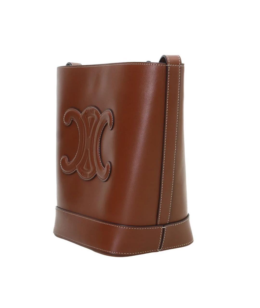 CELINE Коричневая кожаная сумка с короткими ручками, фото 2