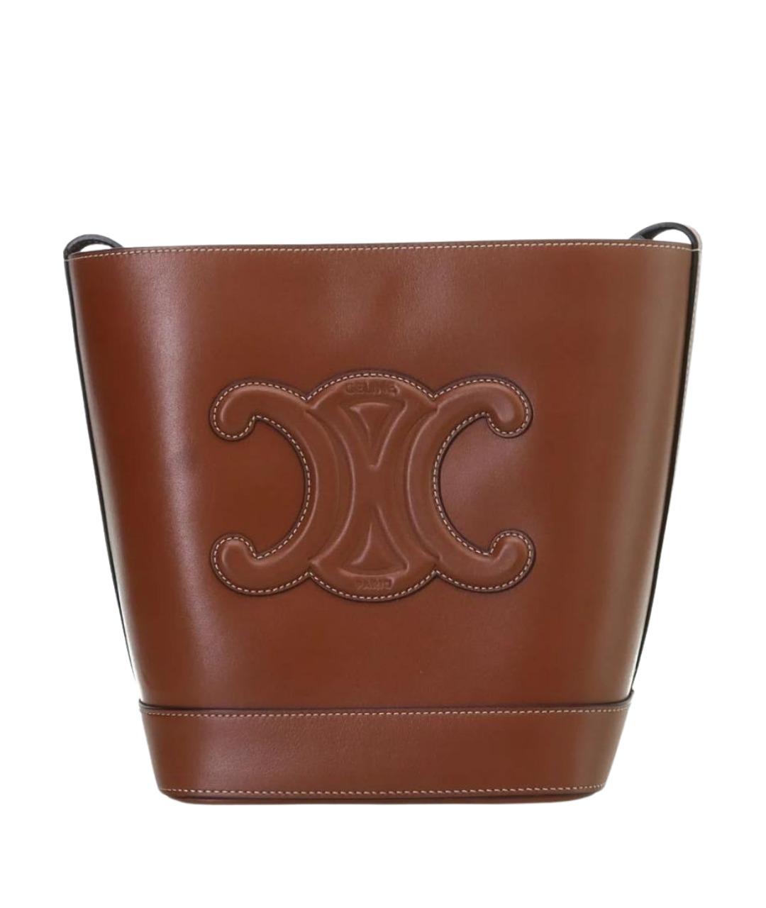 CELINE Коричневая кожаная сумка с короткими ручками, фото 1