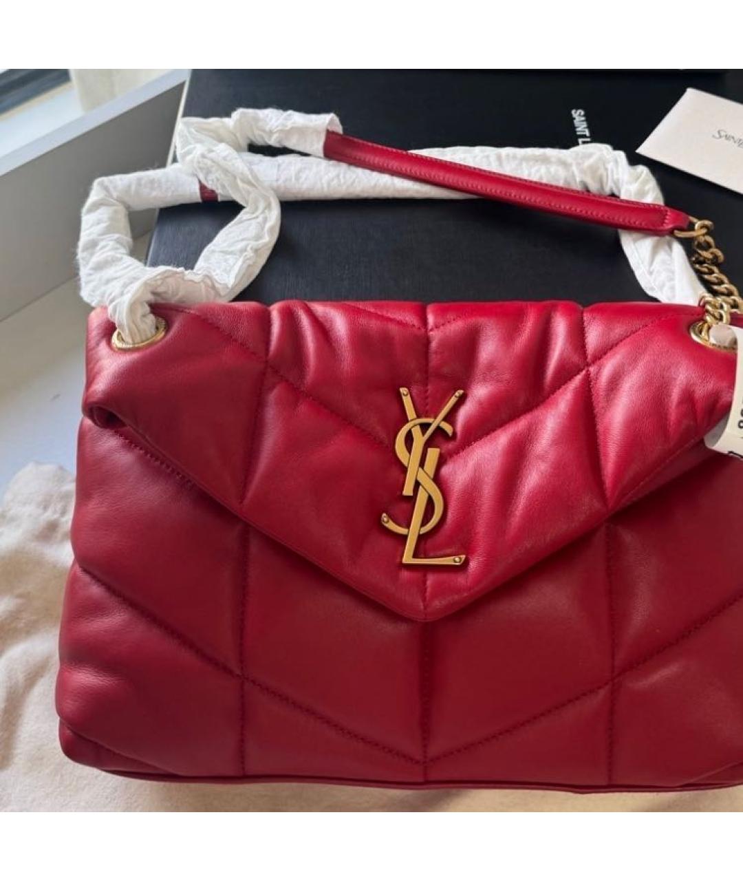 SAINT LAURENT Красная кожаная сумка через плечо, фото 2