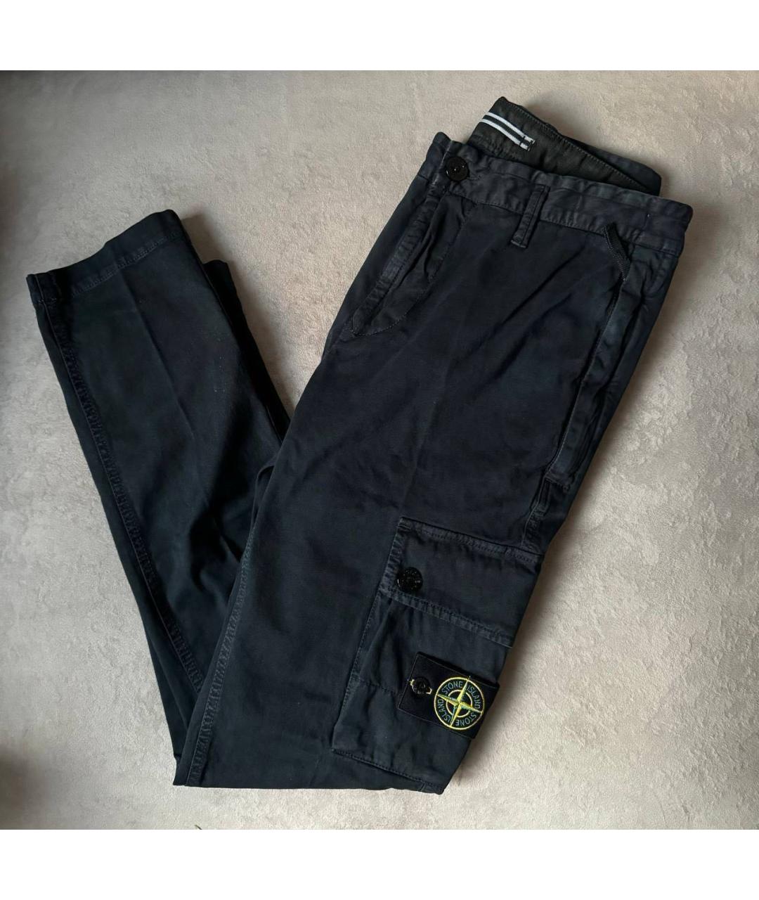 STONE ISLAND Темно-синие хлопковые повседневные брюки, фото 3