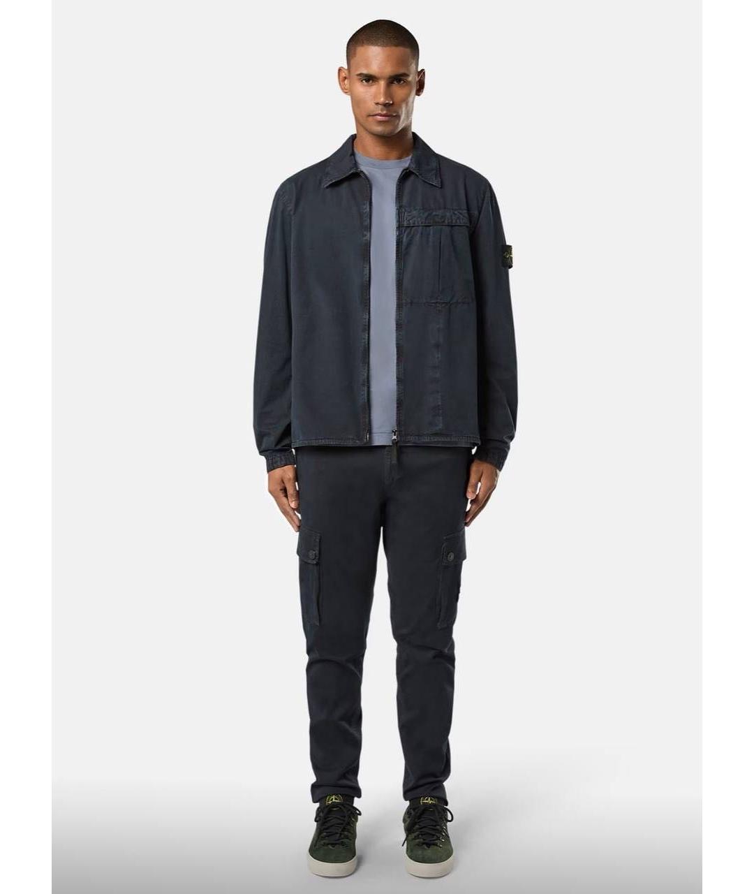 STONE ISLAND Темно-синие хлопковые повседневные брюки, фото 4