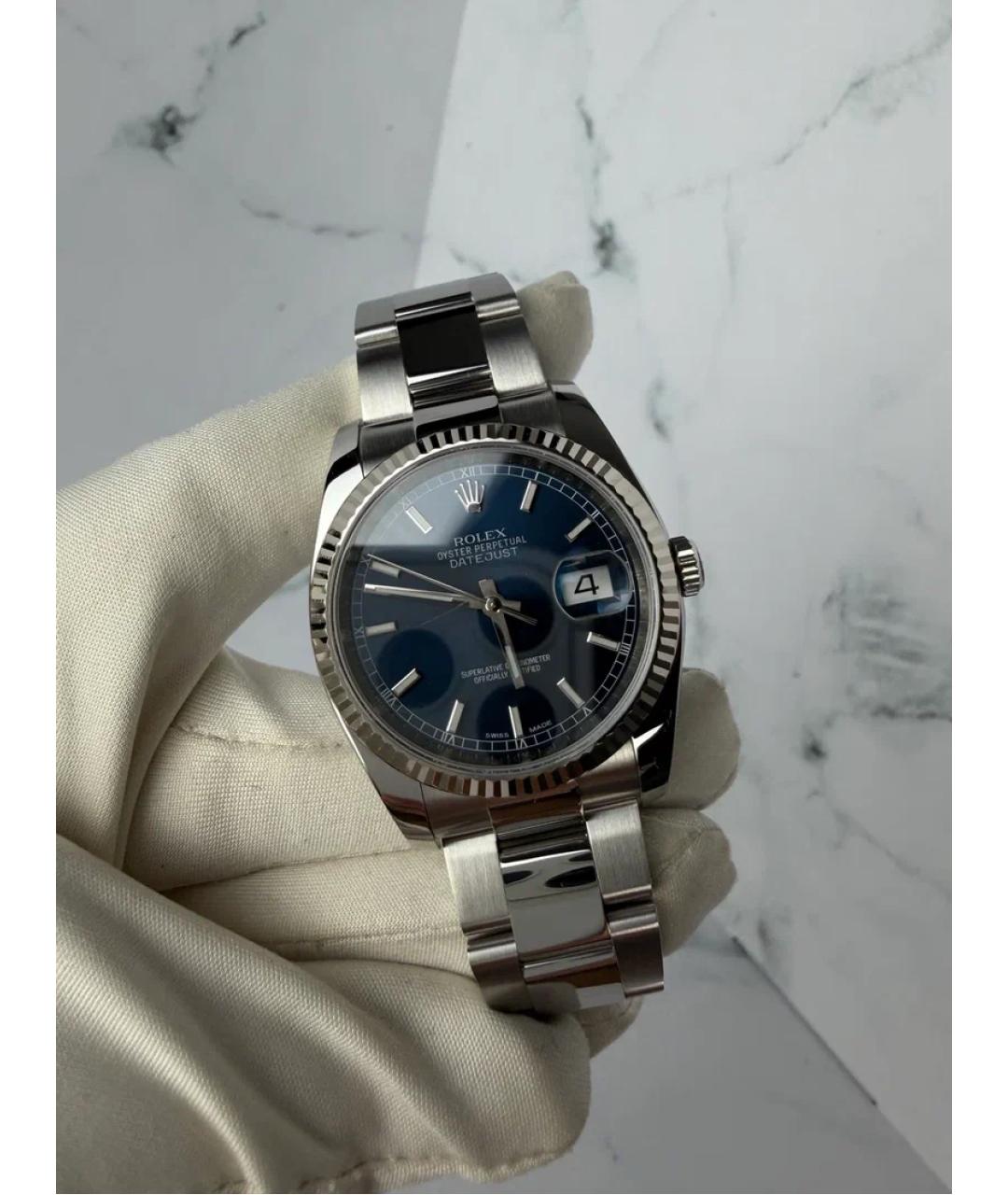 ROLEX Синие часы из белого золота, фото 2