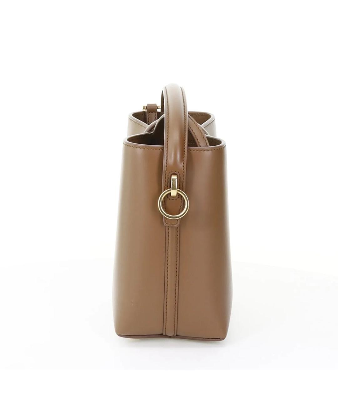 SAINT LAURENT Коричневая кожаная сумка с короткими ручками, фото 4