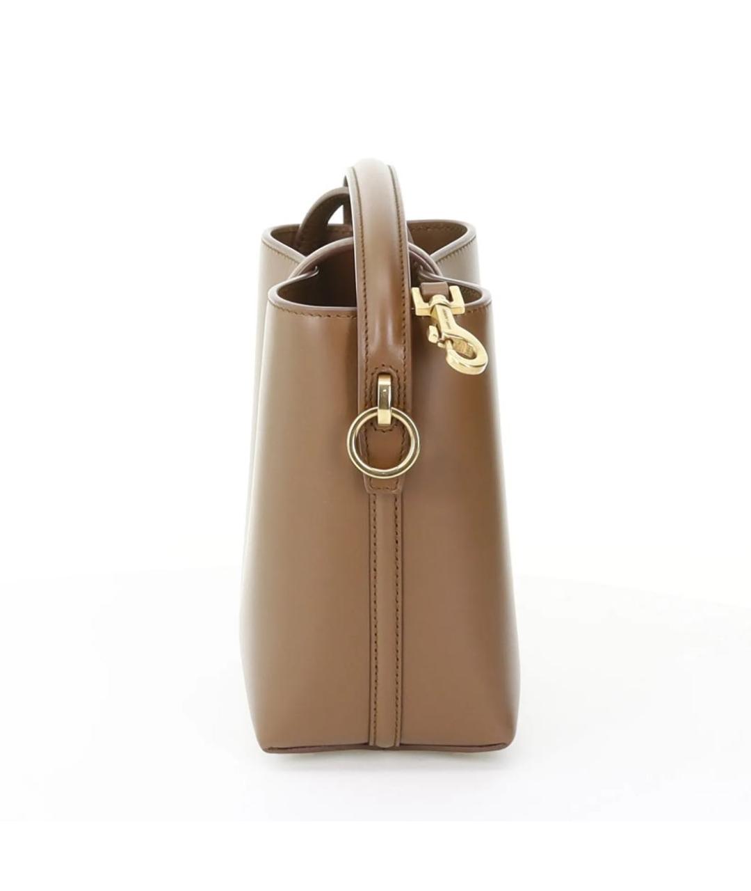 SAINT LAURENT Коричневая кожаная сумка с короткими ручками, фото 2