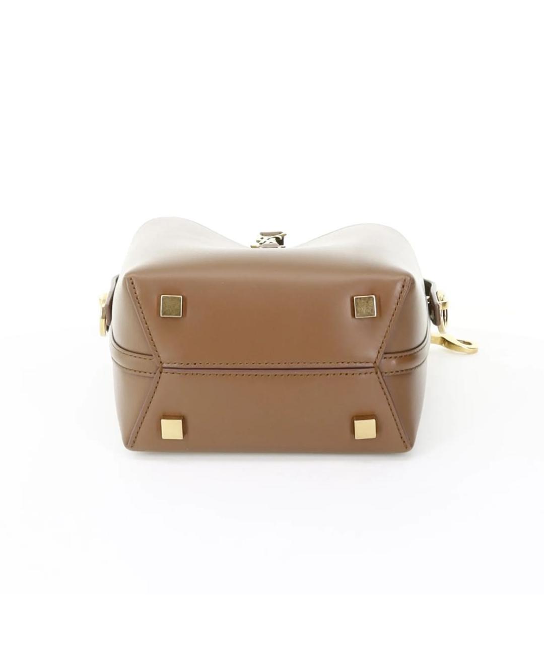 SAINT LAURENT Коричневая кожаная сумка с короткими ручками, фото 6