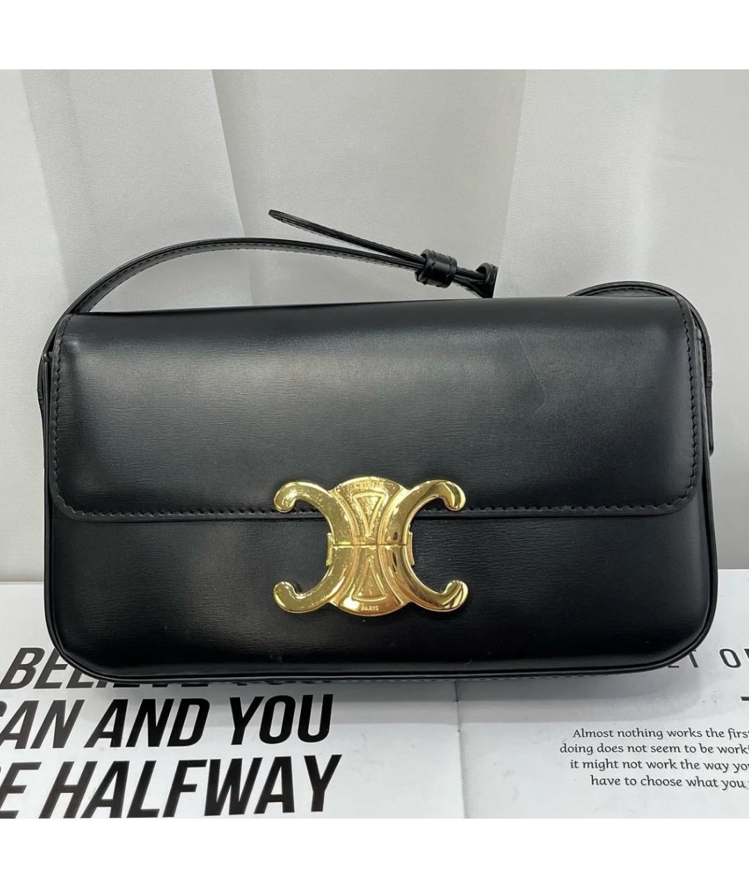 CELINE Черная кожаная сумка через плечо, фото 9
