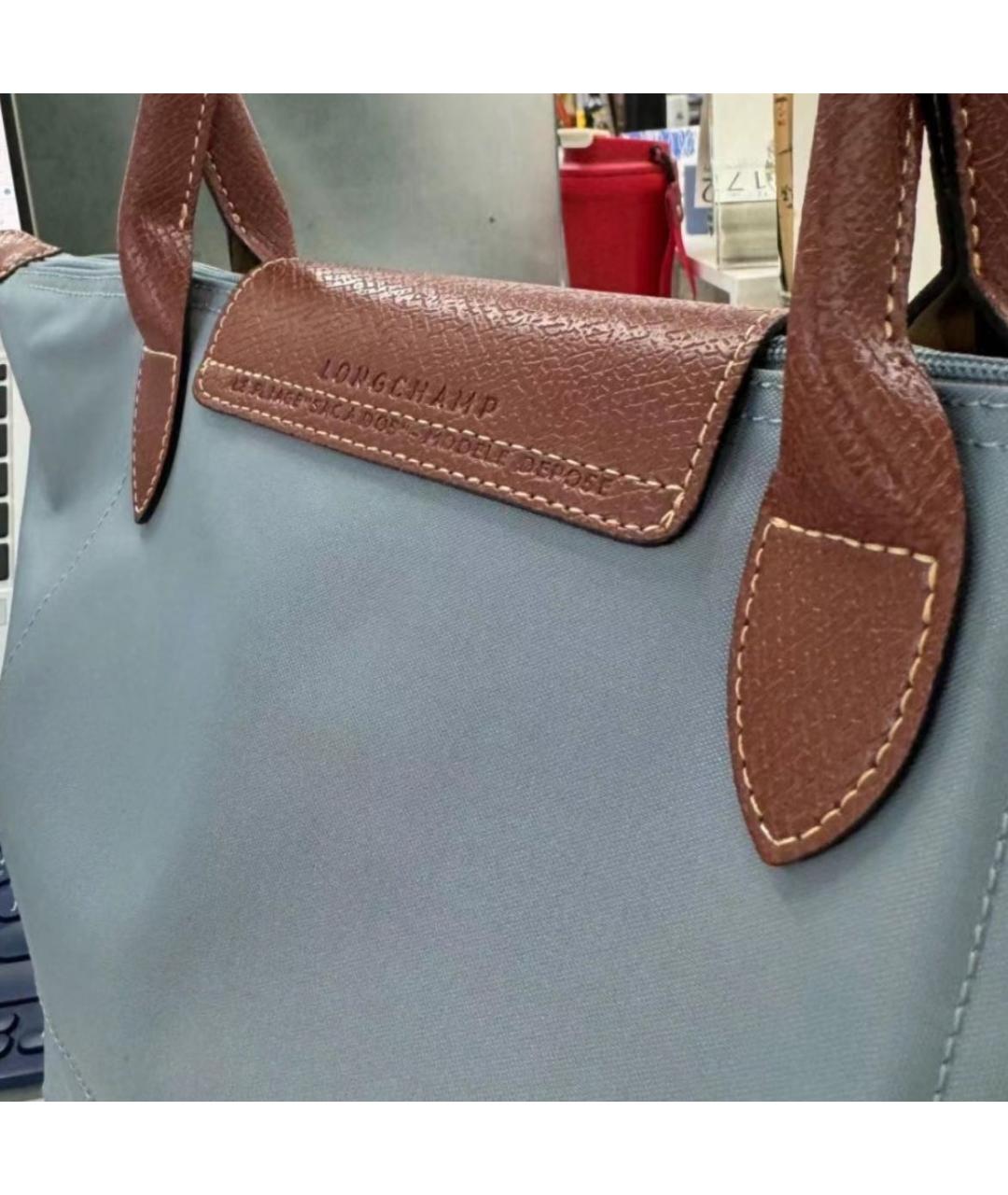 LONGCHAMP Голубая тканевая сумка тоут, фото 7