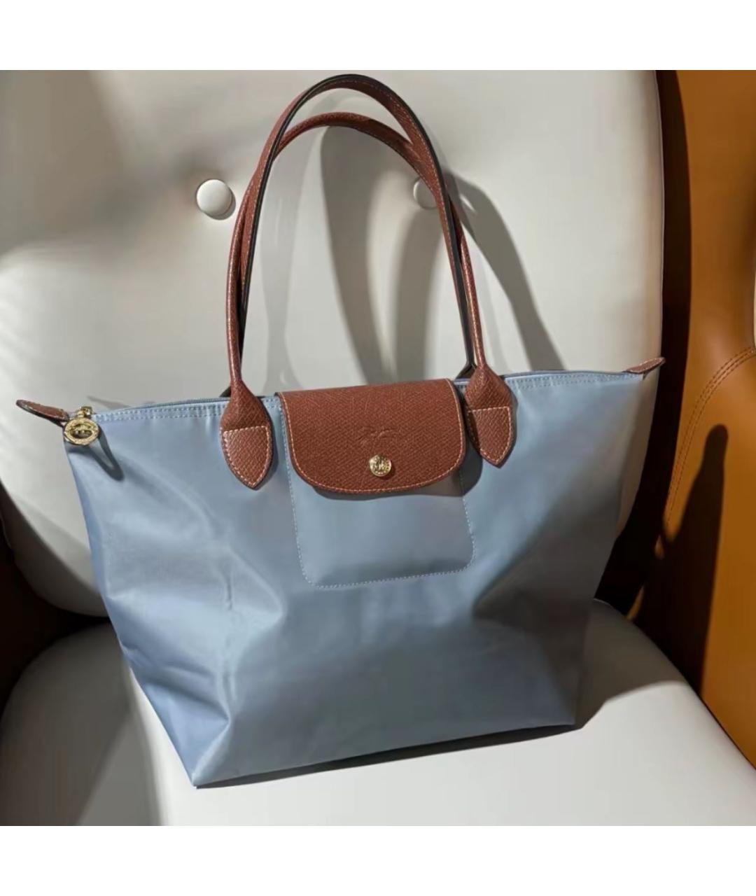 LONGCHAMP Голубая тканевая сумка тоут, фото 6
