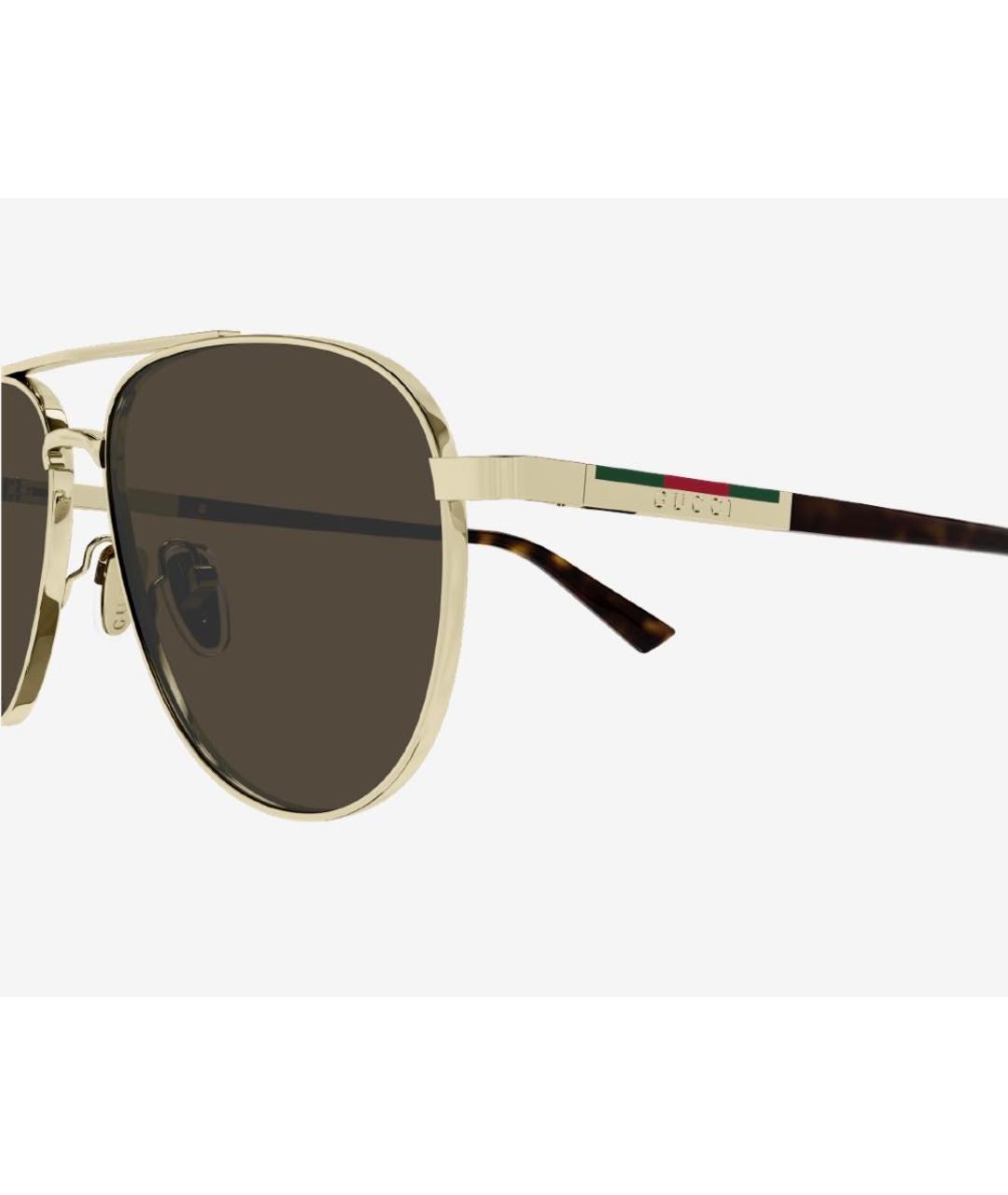 GUCCI Коричневые металлические солнцезащитные очки, фото 2