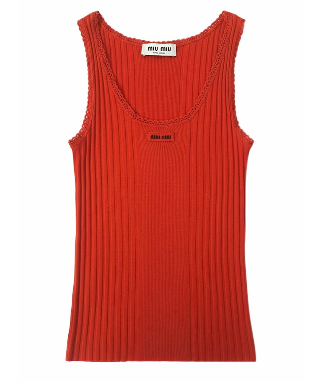 MIU MIU Красная шерстяная майка, фото 1
