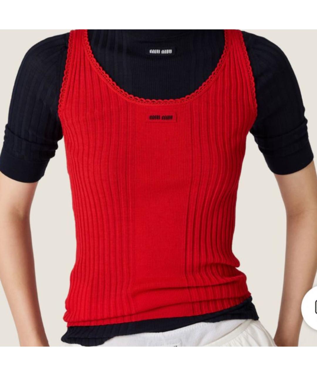 MIU MIU Красная шерстяная майка, фото 8