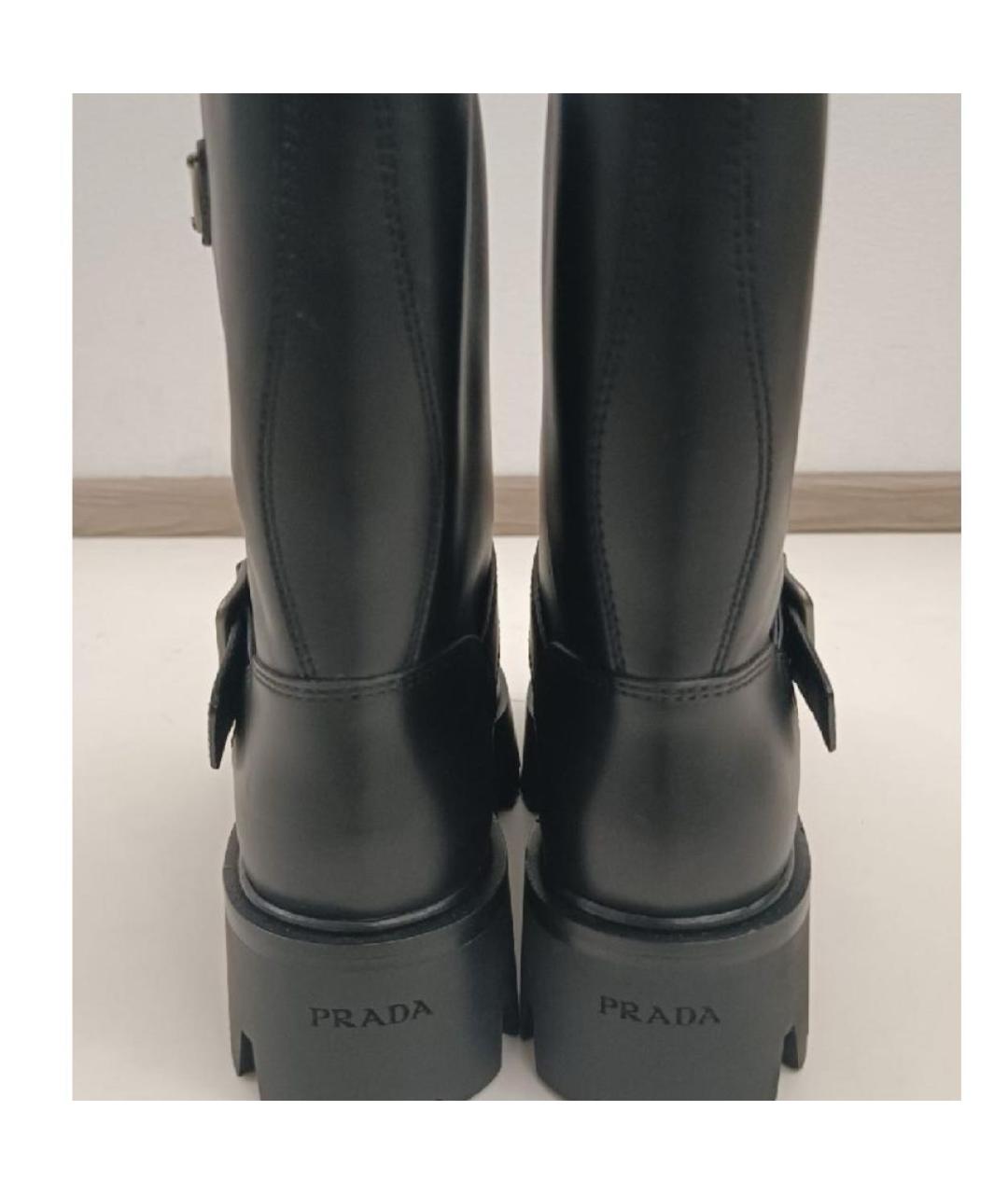 PRADA Черные кожаные полусапоги, фото 4