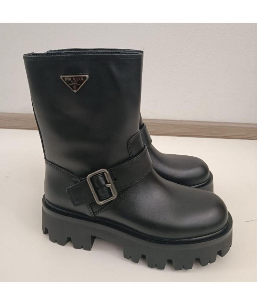 PRADA Черные кожаные полусапоги, фото 5