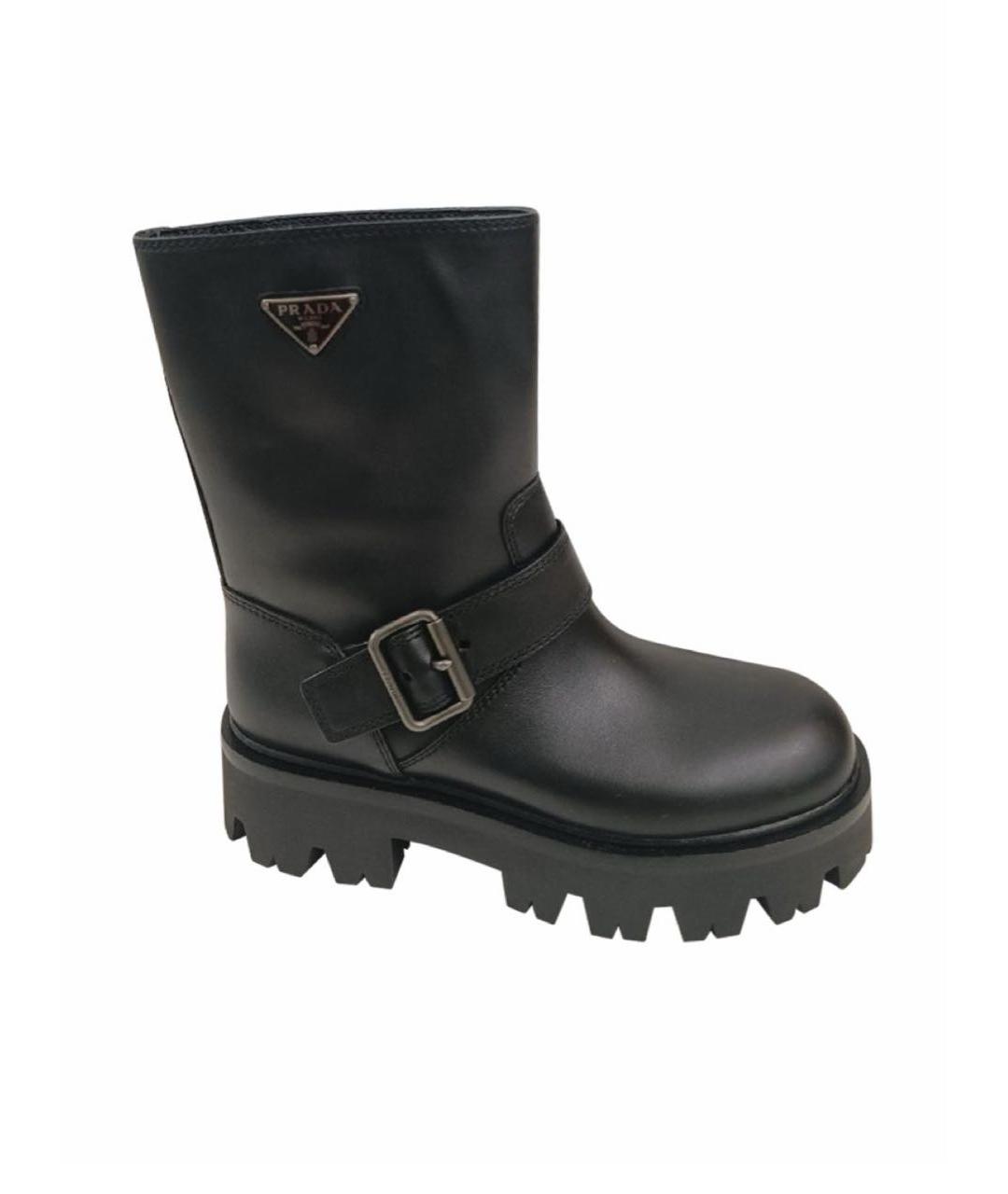 PRADA Черные кожаные полусапоги, фото 1