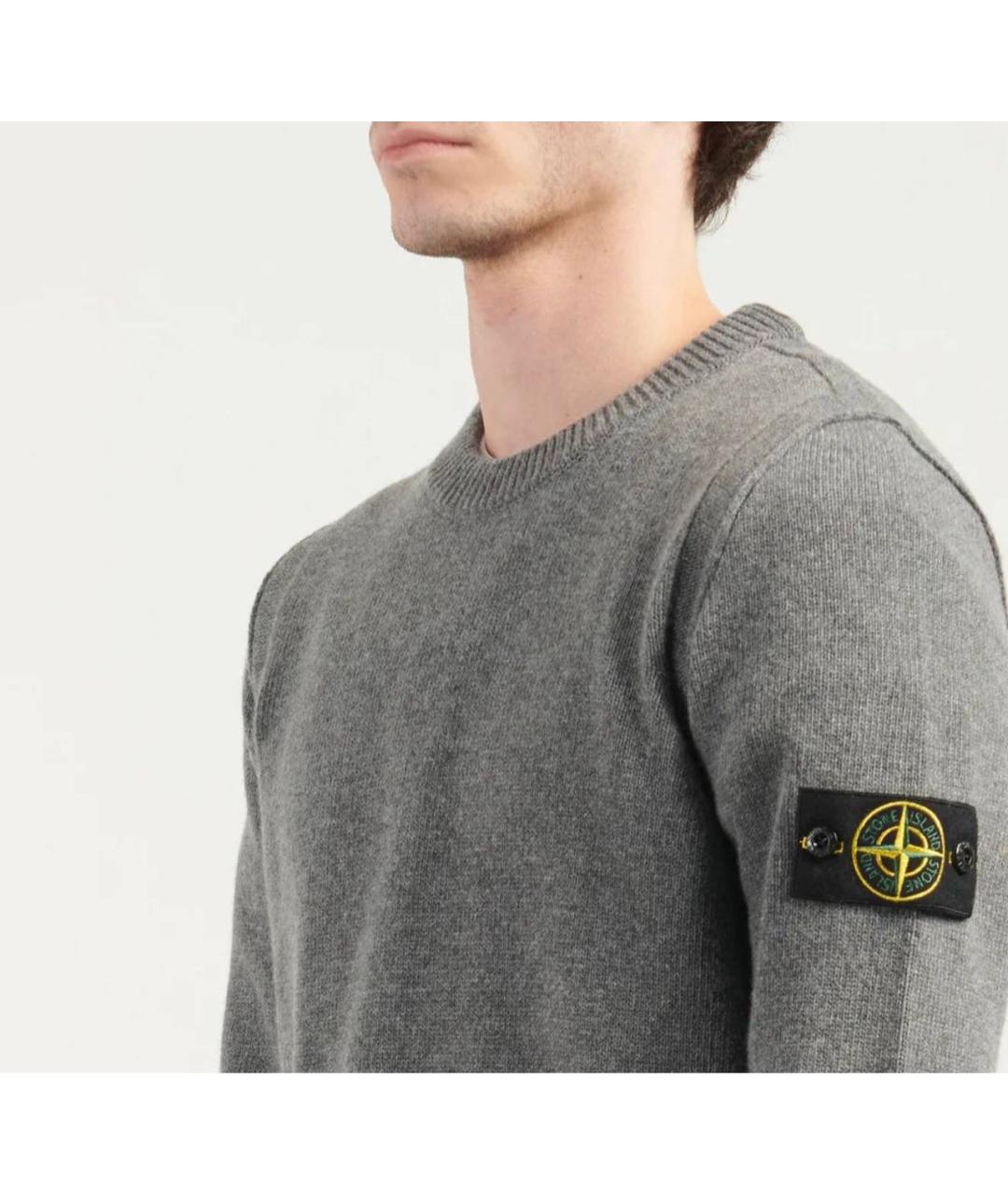 STONE ISLAND Серый шерстяной джемпер / свитер, фото 4