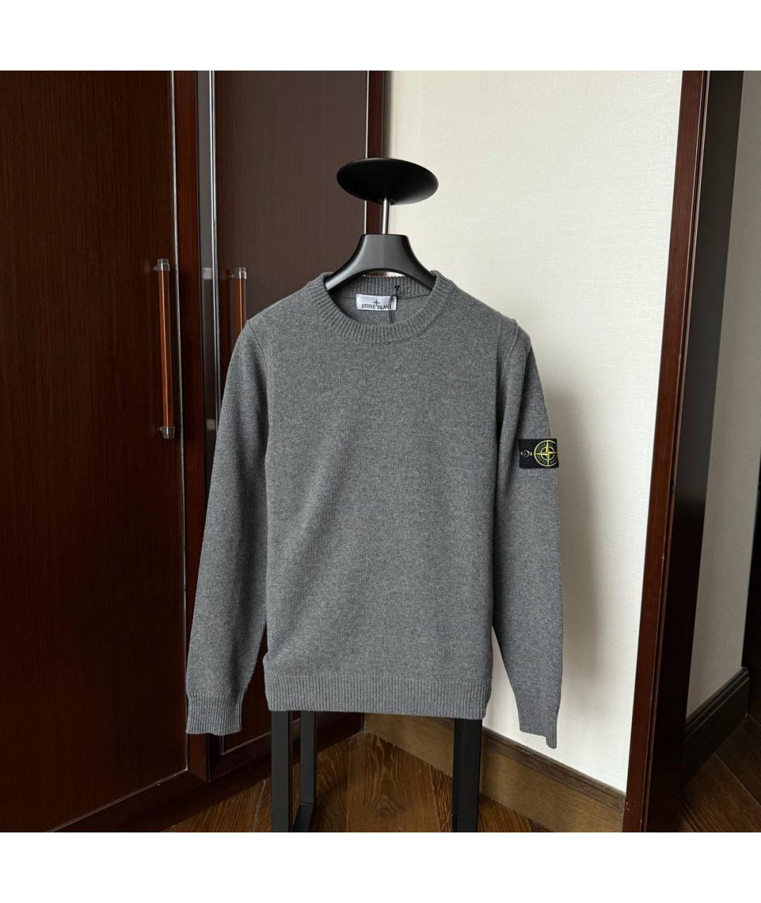 STONE ISLAND Серый шерстяной джемпер / свитер, фото 6