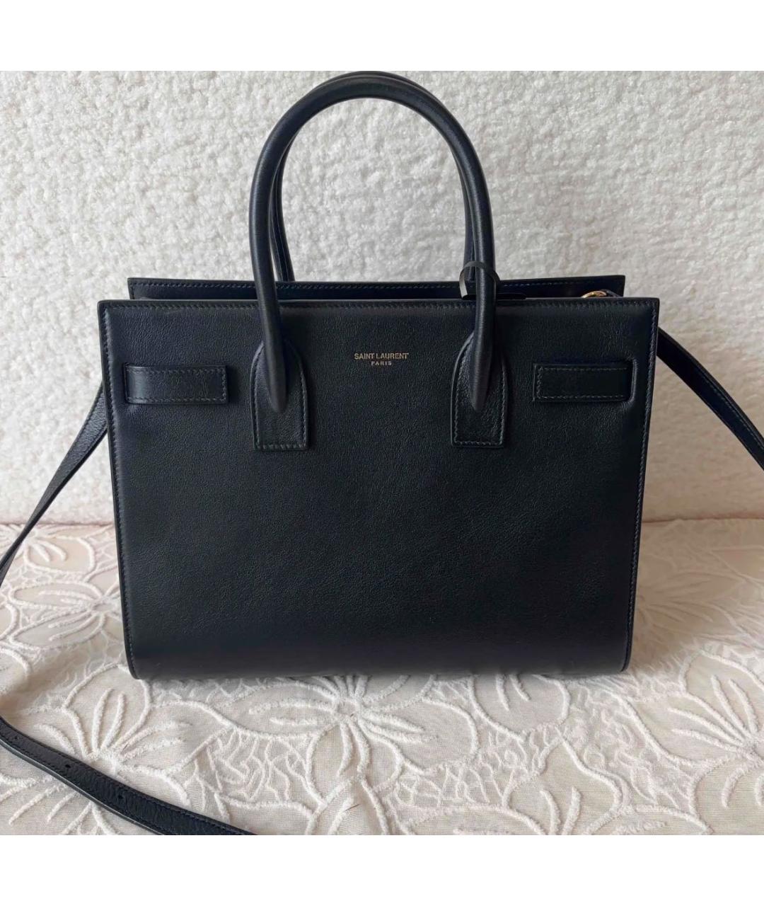 SAINT LAURENT Черная кожаная сумка через плечо, фото 9