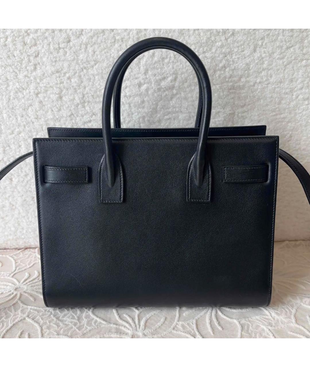 SAINT LAURENT Черная кожаная сумка через плечо, фото 2