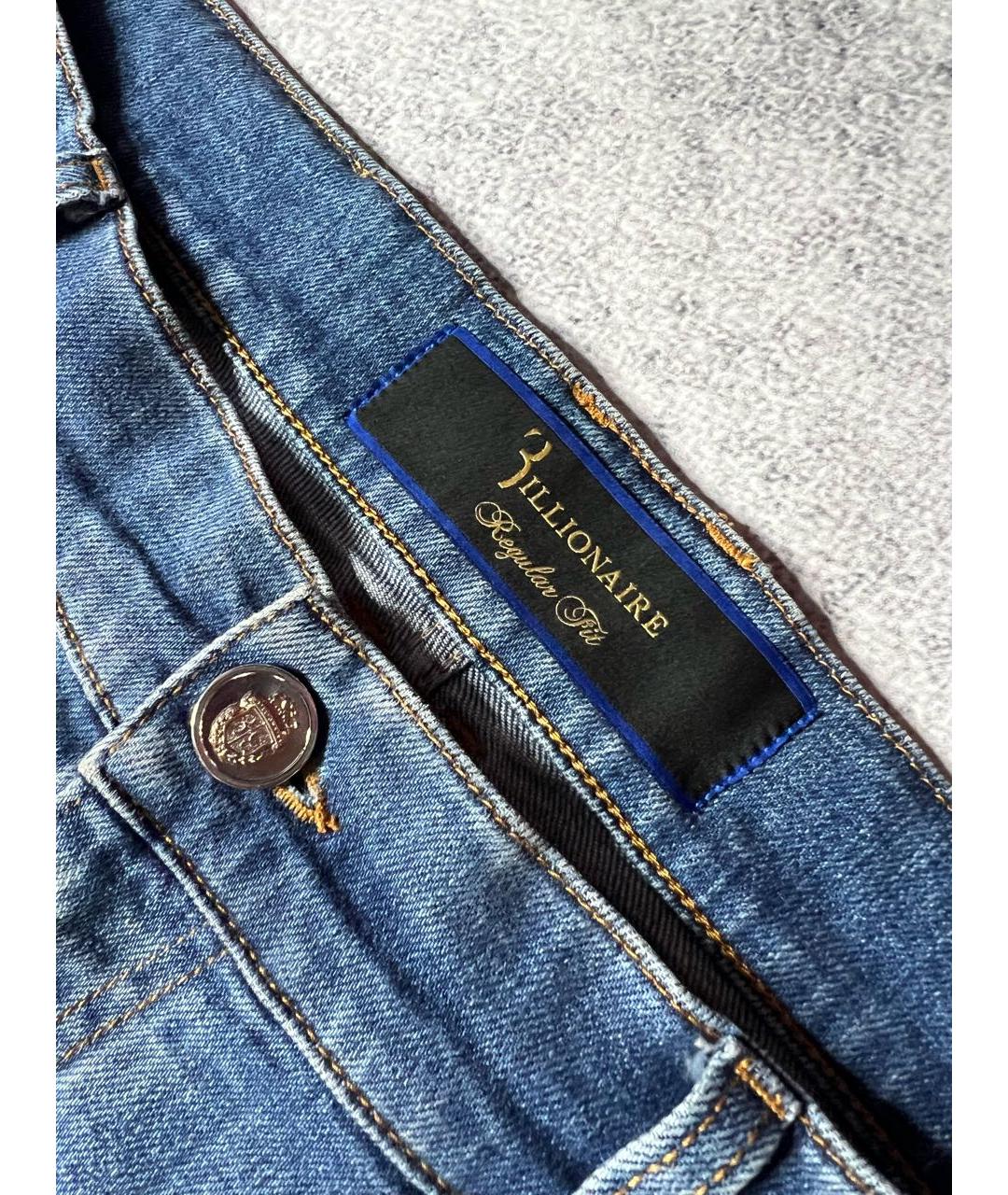 BILLIONAIRE Синие хлопко-эластановые прямые джинсы, фото 4