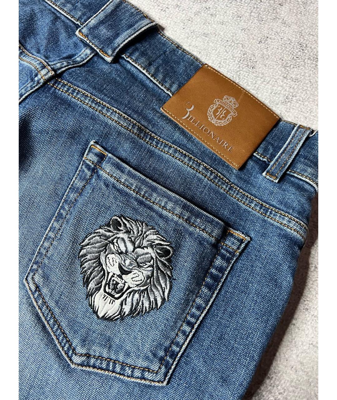 BILLIONAIRE Синие хлопко-эластановые прямые джинсы, фото 6