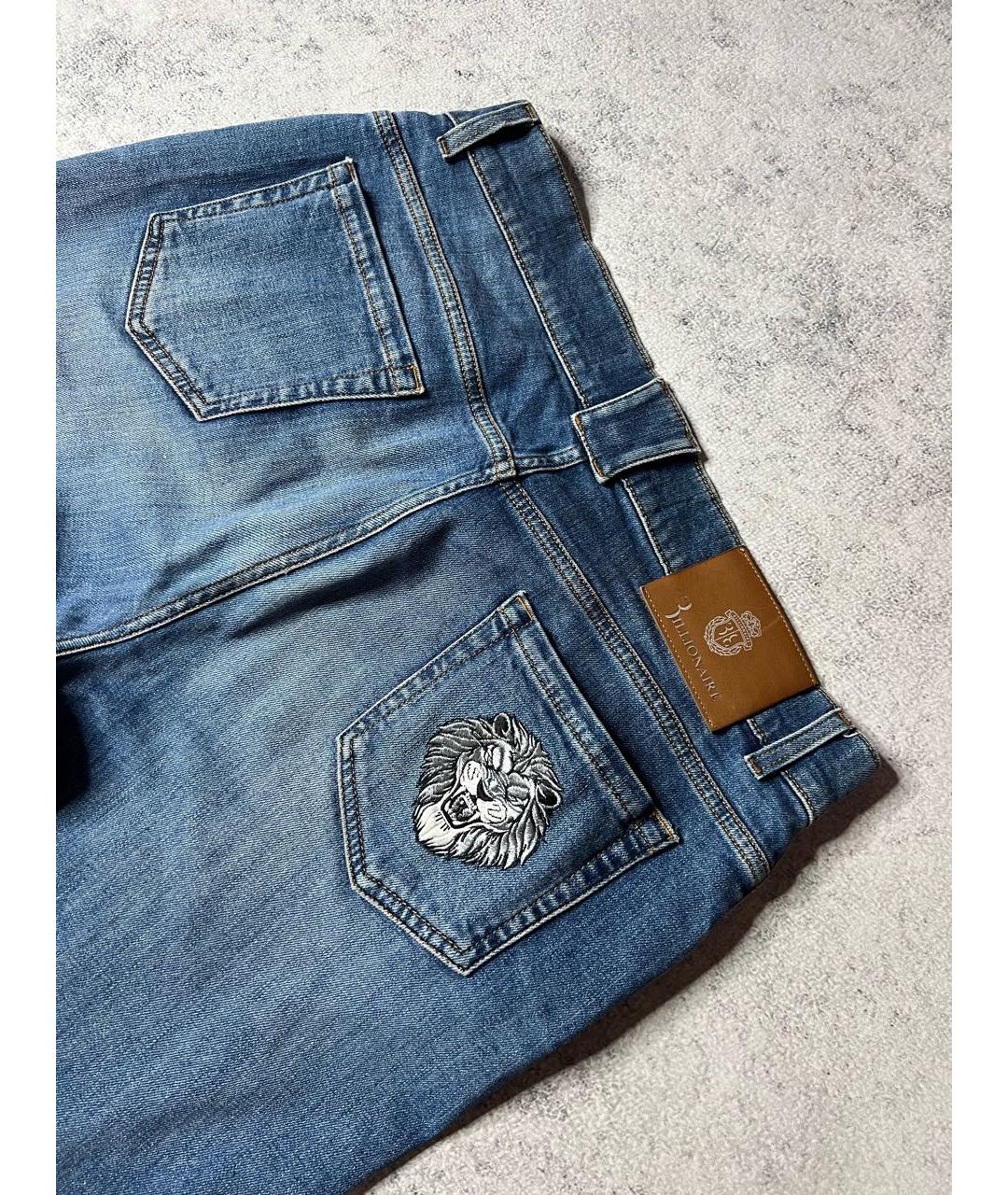 BILLIONAIRE Синие хлопко-эластановые прямые джинсы, фото 5