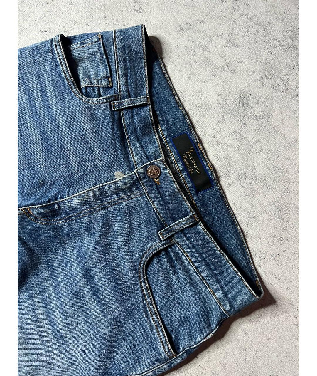 BILLIONAIRE Синие хлопко-эластановые прямые джинсы, фото 3