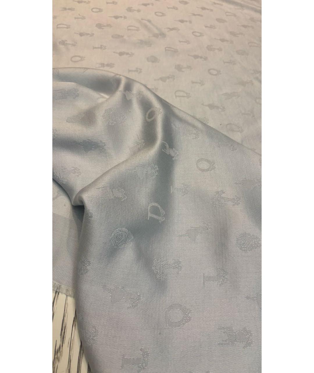 CHRISTIAN DIOR Серый шерстяной платок, фото 3