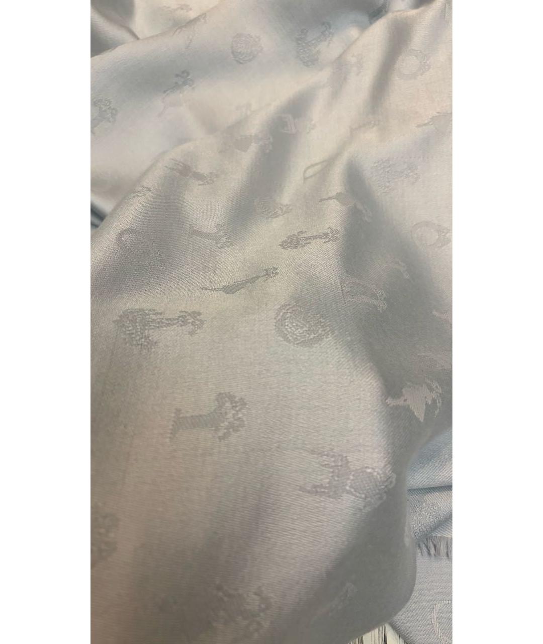 CHRISTIAN DIOR Серый шерстяной платок, фото 2