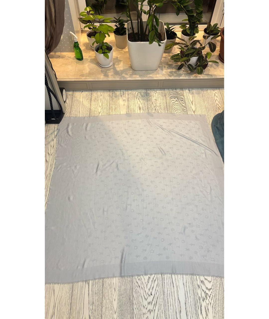 CHRISTIAN DIOR Серый шерстяной платок, фото 6