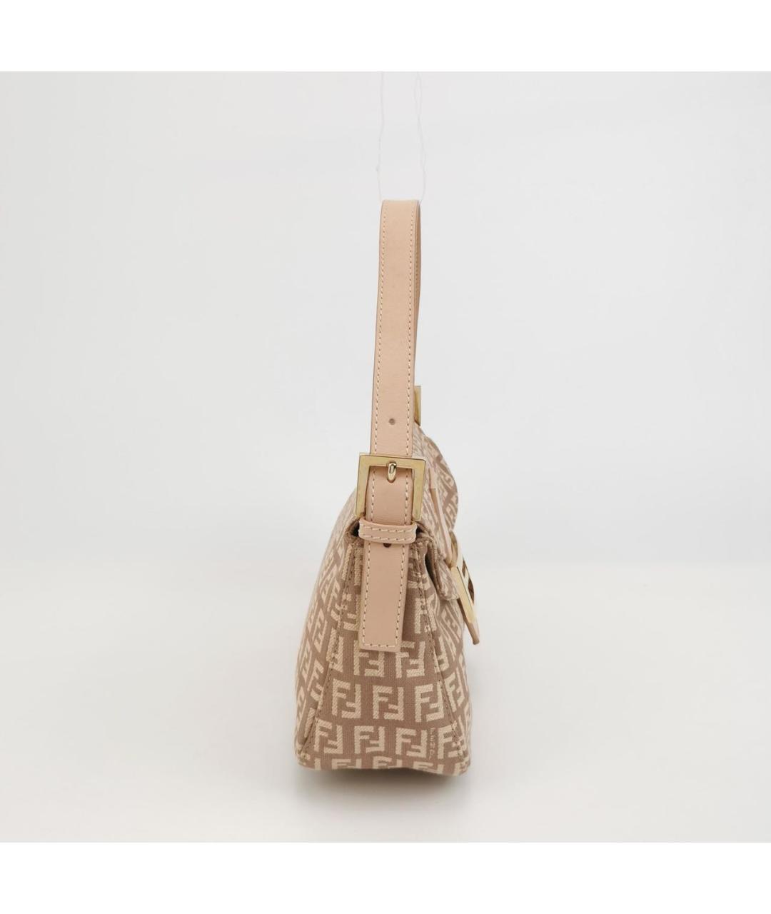 FENDI Бежевая тканевая сумка через плечо, фото 3